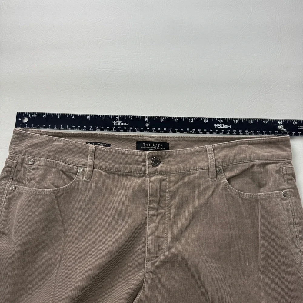 Talbots Flawless Five-Pocket Corduroy Pants Taupe Brown Straight Curvy 16 Petite